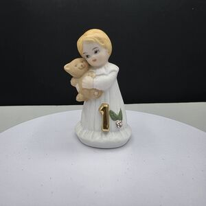VTG 1981 Enesco Growing Up Birthday Girl Porcelain Age 1 Blonde figurine E-2301